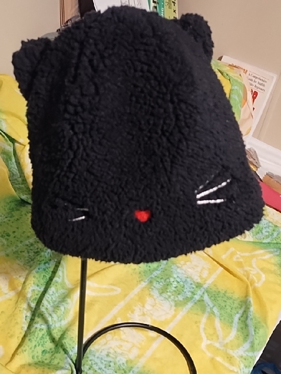 Target Other - Target Black Fuzzy Cat Ear Beanie with Red Nose VGC 2-5 Years Play.